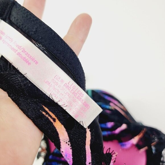 Victoria Secret PINK Bra Lace Bralette Lightly Lined Tropical Neon Bra Halter L - Picture 11 of 11